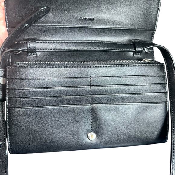 AllSaints Gray Black Croc Embossed Leather Crossbody Messenger Bag - Picture 10 of 10